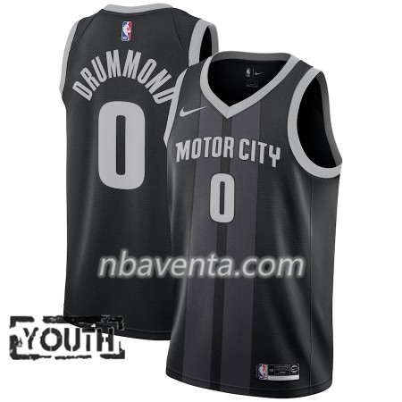 Camiseta Niños Detroit Pistons Andre Drummond 0 2018-19 Nike City Edition Negro Azul Swingman